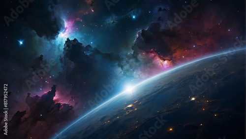 Wallpaper Mural Planets And Explosive Nebula In Deep Space Torontodigital.ca