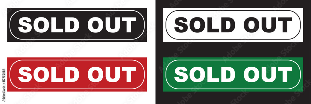 Sold out sign label stamp. sold out red stamp text on Rectangular white and black background. illustrator modern icon button sold. Vector illustration. EPS 10 Sold out sign label stamp. sold out red stamp text on Rectangular white and black background. illustrator modern icon button sold. Vector illustration. EPS 10
