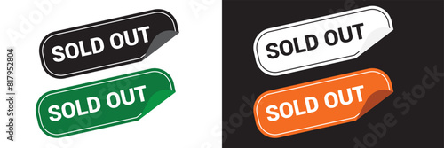 Sold out sign label stamp. sold out red stamp text on Rectangular white and black background. illustrator modern icon button sold. Vector illustration. EPS 10 