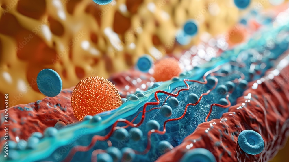 Educational illustration of lipoprotein particles in arterial wall ...