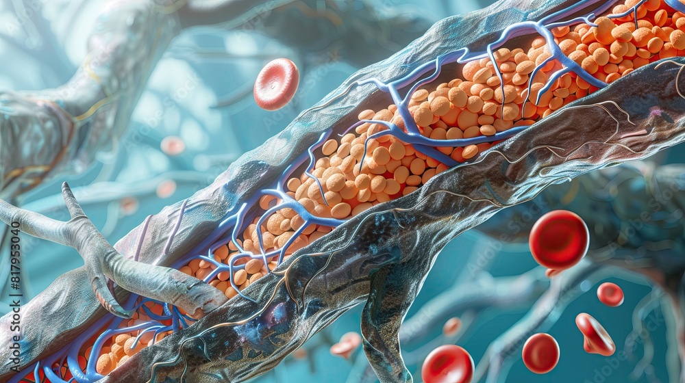Educational illustration of lipoprotein particles in arterial wall ...