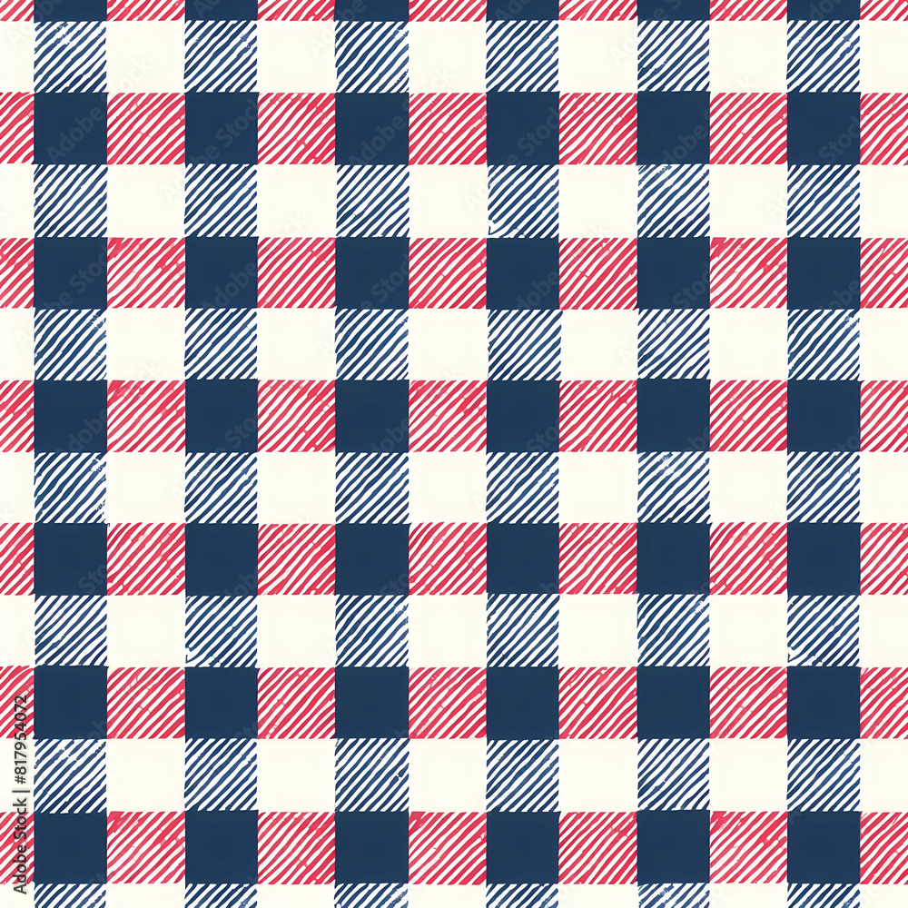 Tileable seamless red, white, and blue gingham plaid pattern Tileable seamless red, white, and blue gingham plaid pattern