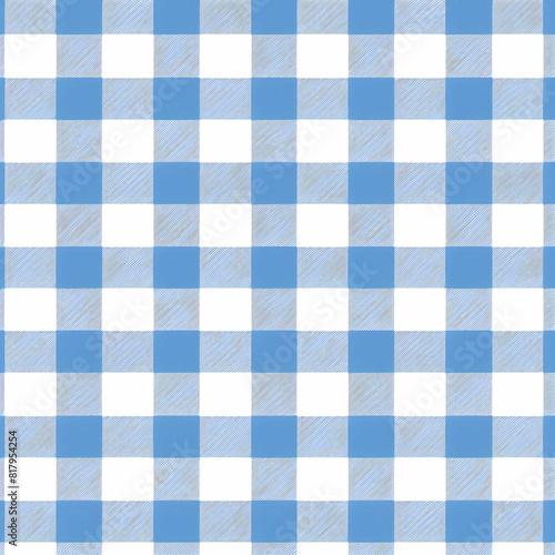 Tileable seamless blue and white gingham plaid pattern