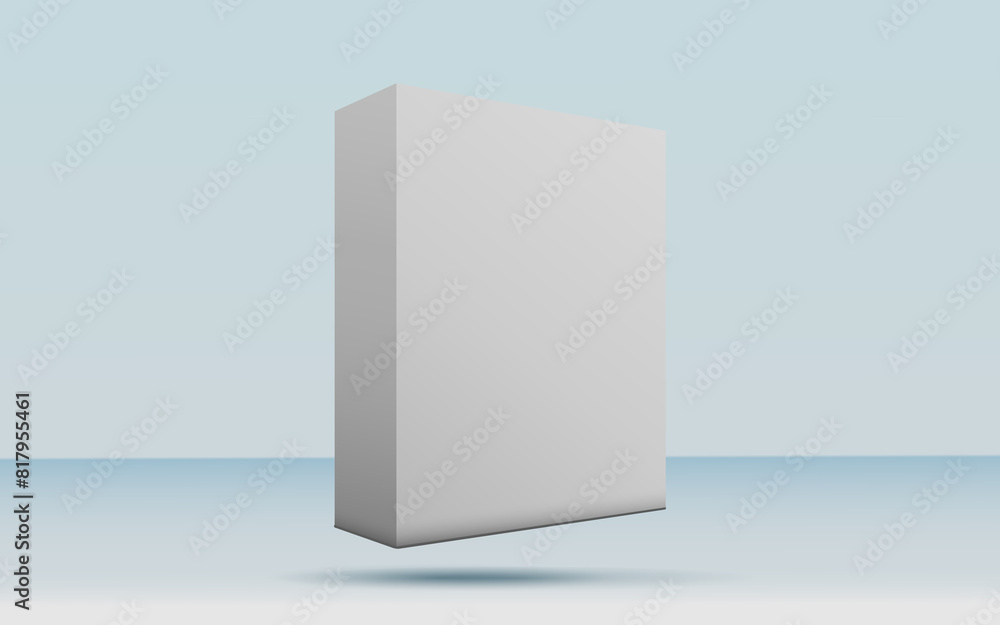 Fototapeta premium 3d rendering realistic white box packaging mockup in studio background. Product mock up modern concept