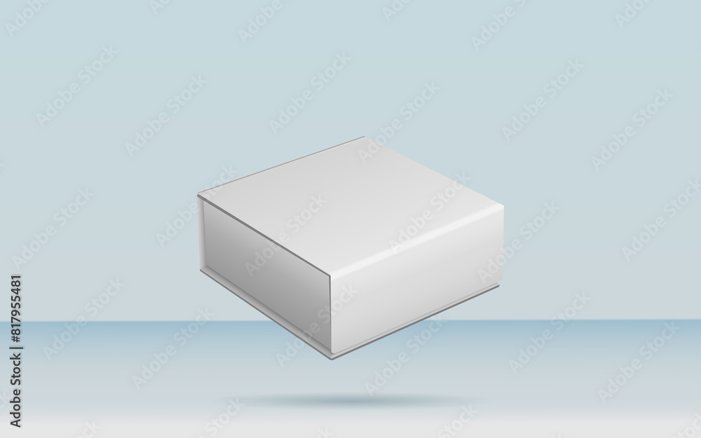 3d rendering realistic white box packaging mockup in studio background. Product mock up modern concept 3d rendering realistic white box packaging mockup in studio background. Product mock up modern concept