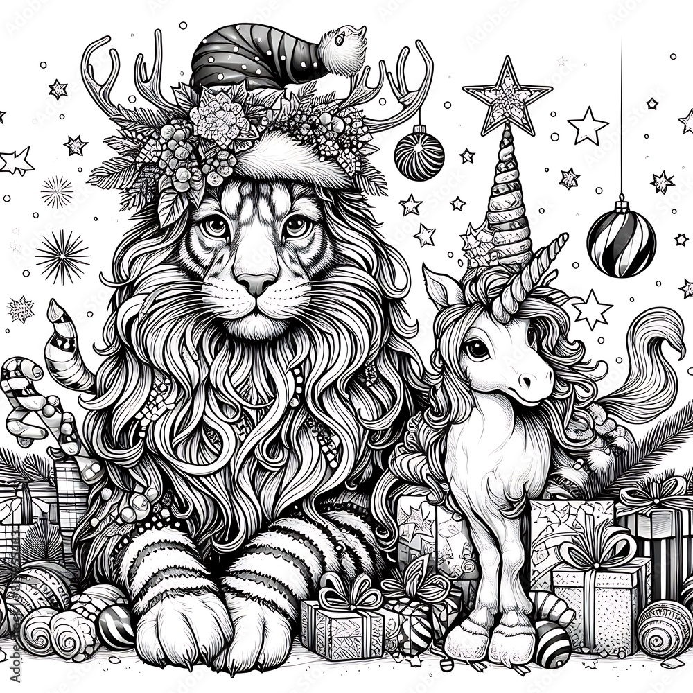 A unicorn coloring pages black and white drawing includes drawing of a ...