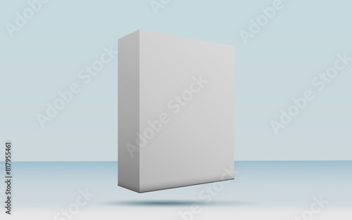 3d rendering realistic white box packaging mockup in studio background. Product mock up modern concept