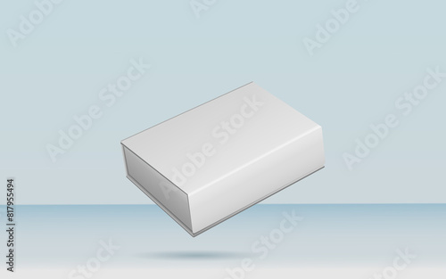3d rendering realistic white box packaging mockup in studio background. Product mock up modern concept