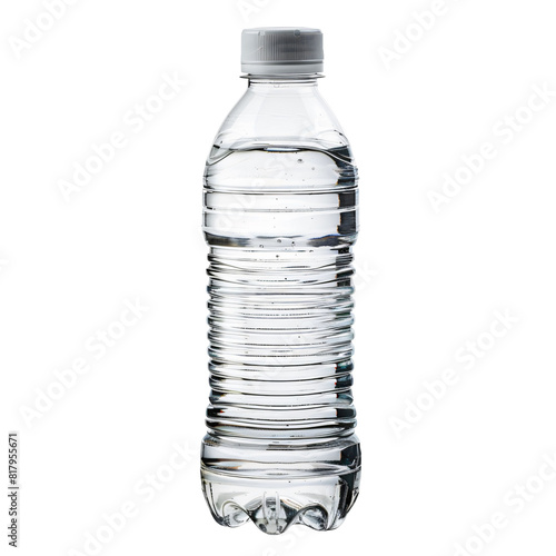 Single use plastic water bottle convenience focused die cut PNG style isolated on white and transparent background