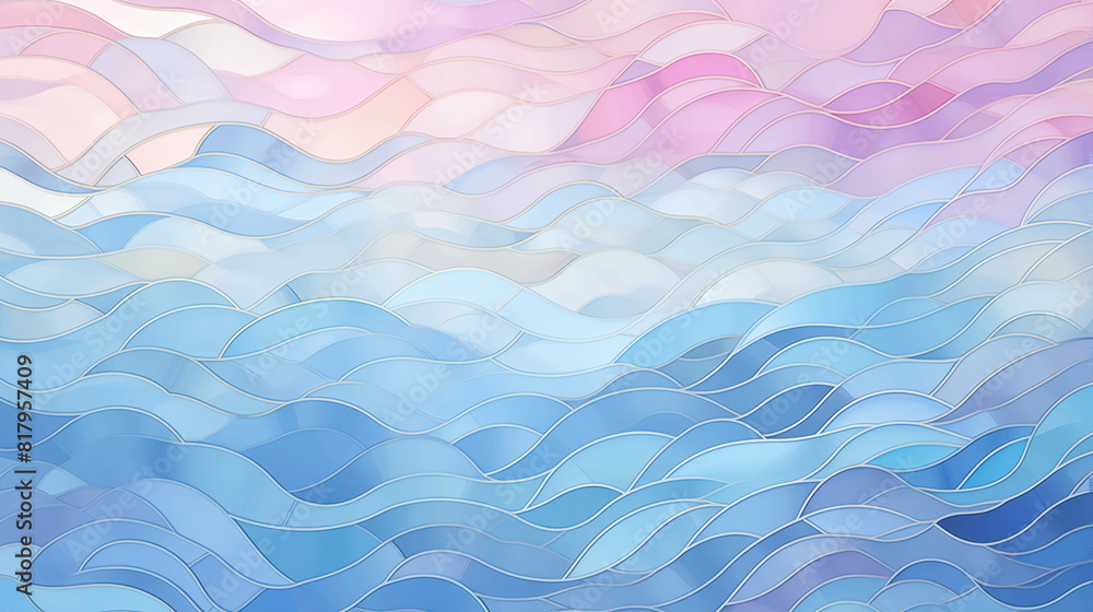 Fototapeta premium Abstract painting. Pastel shades of blue and pink. The play of light and shadow.