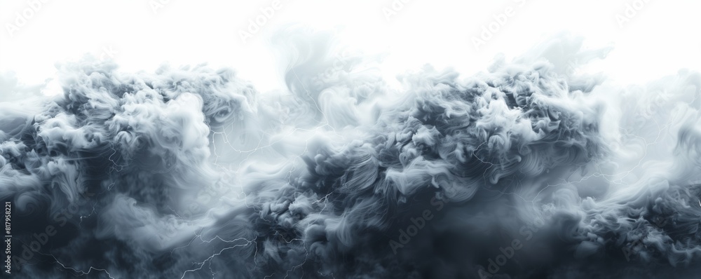 Obraz premium lightning and dark clouds on a white background, banner design