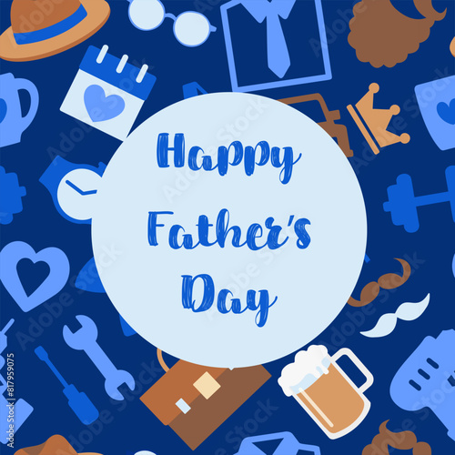 Father's Day Celebration: Whimsical Illustration with Festive Icons
