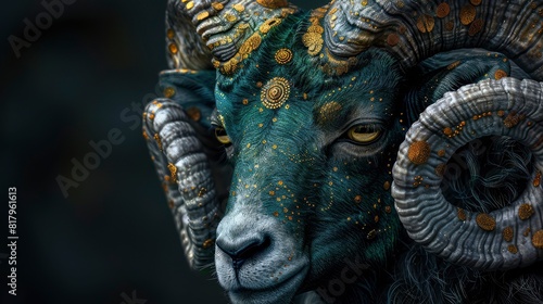 Hyperrealist Photography of a Sci-Fi Animal Experiment  A Retrofuturistic Glamour Shot with Dark Blue  Green  and Gold Contrasting Colors Showcasing Unique Artistic Expression Generative ai