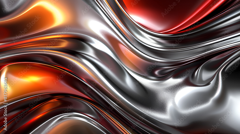 Obraz premium Metallic one of a kind wavy liquid establishment energize organize techgrade Creative resource, a smooth and futuristic abstract background with metallic texture