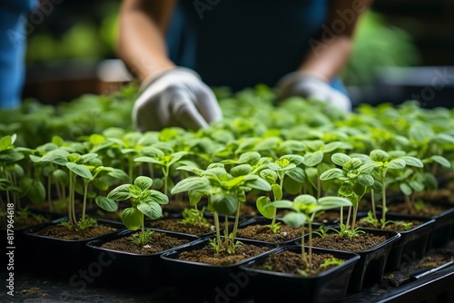 Seedlings nurtured from greenhouse pots to healthy vegetables in a flourishing garden