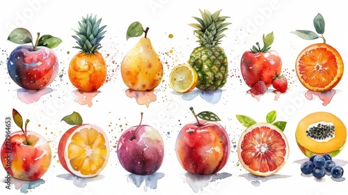 tropical fruit watercolor art  vibrant watercolor paintings of tropical fruits  perfect for a summer art project to add a pop of color and tropical vibes