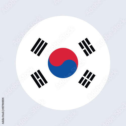 National Flag of South Korea. South Korea Flag. South Korea Round flag. 