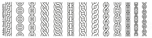 Chain brush set. Metal chain vector.