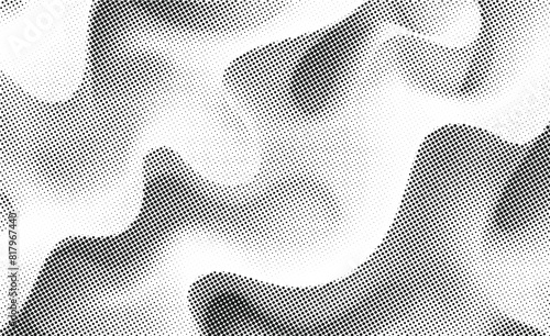 Halftone Wave Background. Comic-Style Halftone Pop Art Texture. Black and White Abstract Wallpaper with Retro Wavy Design. Vector Illustration.