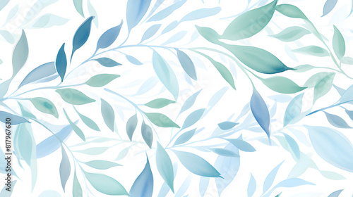 watercolor leaf and stems pattern with leaves as accent abstract graphic poster background