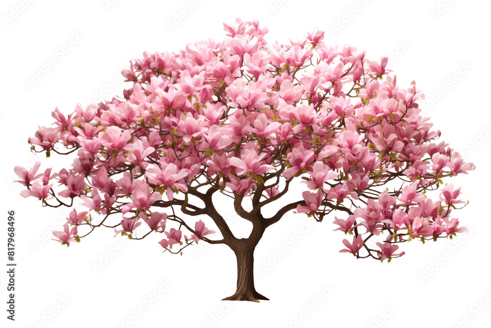 Naklejka premium A delicate pink cherry tree in full bloom during springtime