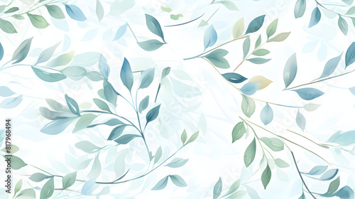 watercolor leaf and stems pattern with leaves as accent abstract graphic poster background