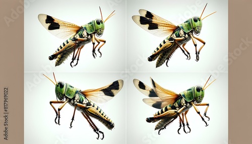 set of insects, collection of insects, grasshopper patanga, inspect, grasshoper, bug, white background photo