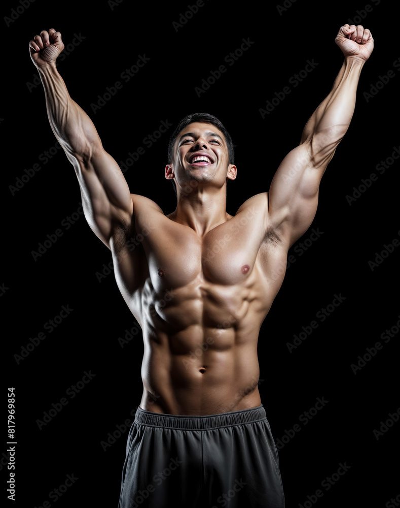portrait of a muscular man against a black background
created with Generative AI technology portrait of a muscular man against a black background
created with Generative AI technology