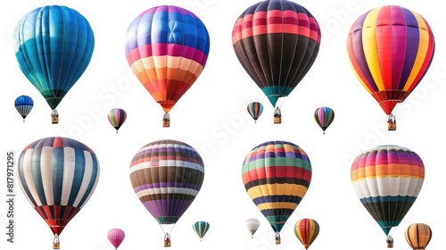 Collection of colorful hot air balloon on isolated / white background