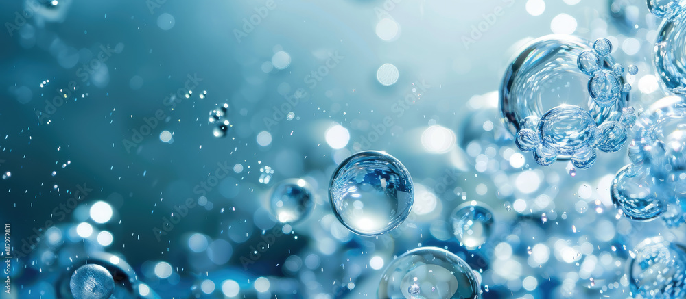 Close-up of water bubbles in a liquid environment. Close-up of water bubbles in a liquid environment.