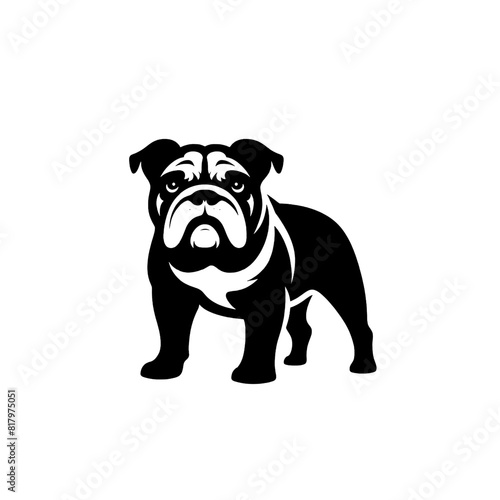 Bulldog dog vector illustration. Hand drawn line style vector bulldog dog isolated on white background