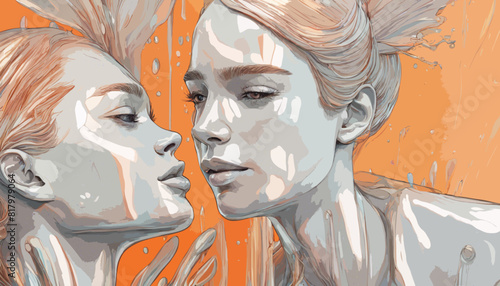 Zwei Frauen lieben sich . Vektor.