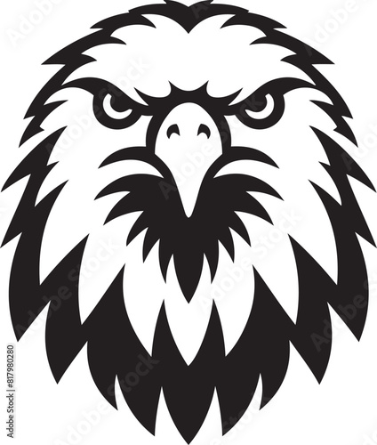 Eagle face front view silhouette vector illustration.