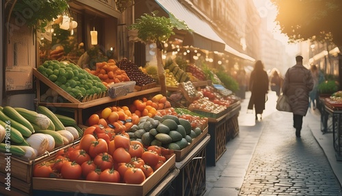 the inviting storefront of carnets and tomatoes grocery store beckons shoppers with its bountiful selection of vibrant fruits and vegetables photo