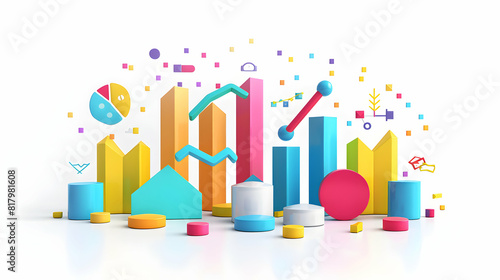 3D Flat Cartoon Style Investment Return Graph for Financial Analysis and Economic Growth on White Background   Perfect for Finance Investment and Business Concepts