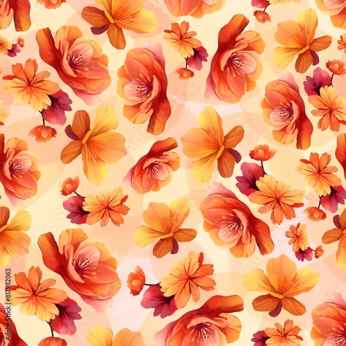 Wallpaper Mural watercolor botanical seamless pattern. background for Greeting Cards and Wedding, Birthday and other Holiday and Invitation Cards Torontodigital.ca