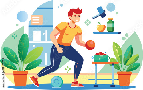 Flat illustration of physical exercise, vector illustration.
