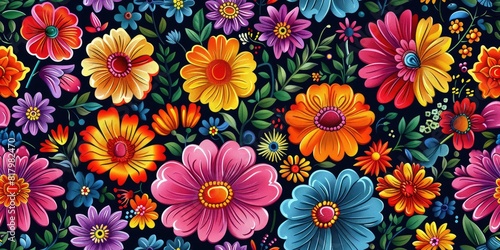 Celebrating Mexican Floral Craftsmanship - Intricate Beauty in Vector Form - Vibrant Cultural Expression - Ideal for Design  Textiles  and Crafts