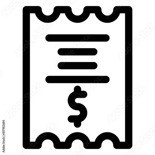 bill line icon isolated on white background