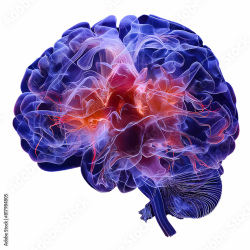 Humen brain  x-ray film on white background, Healthcare and medicine concept.