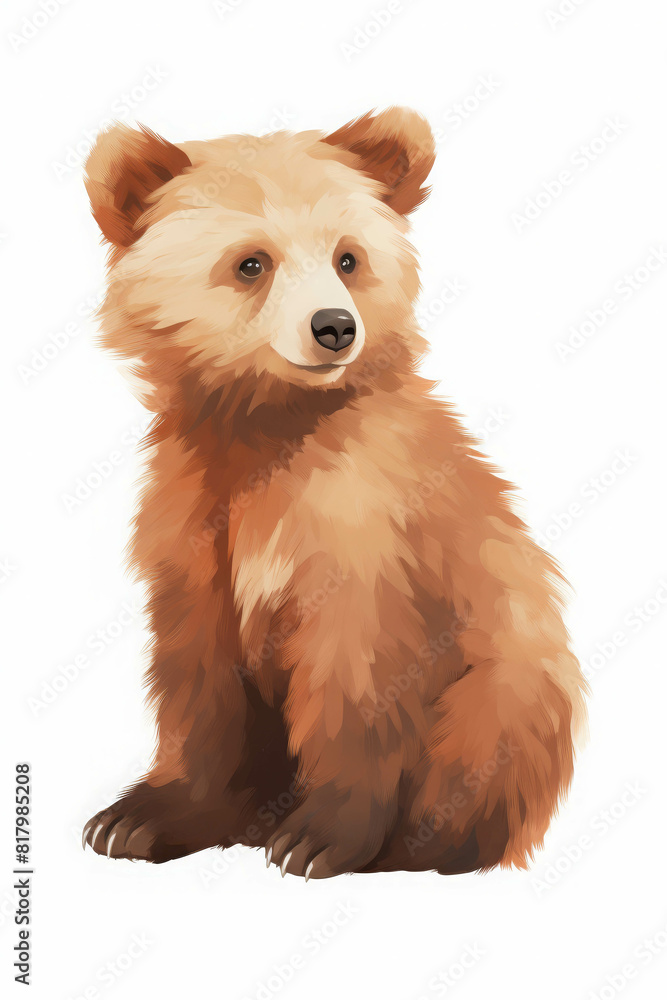 Cute watercolor baby bear sitting down Cute watercolor baby bear sitting down