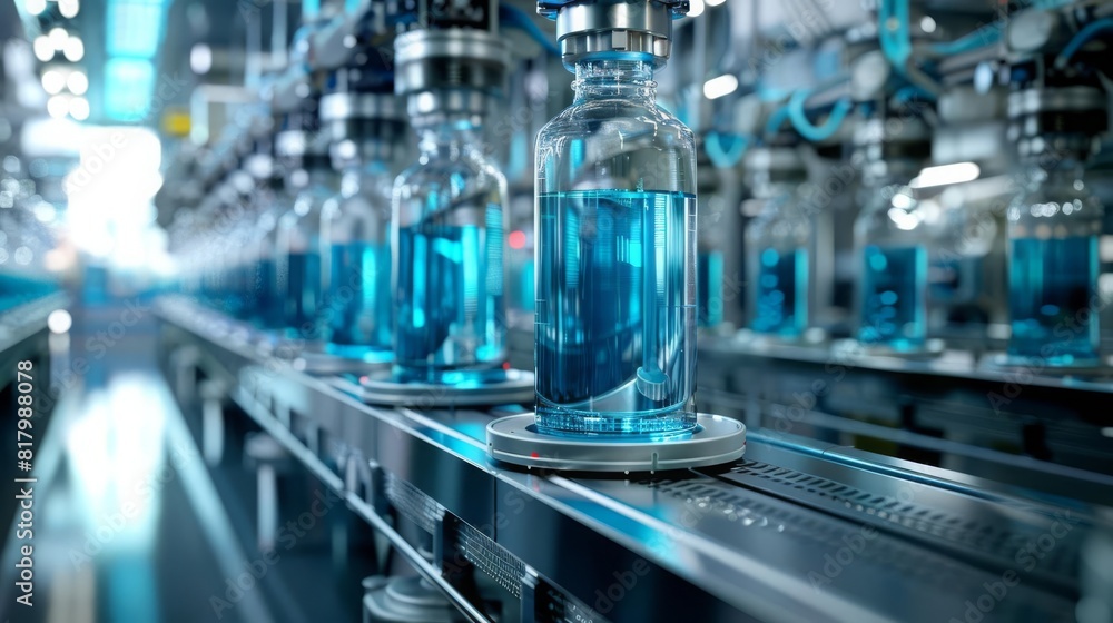 Hydrogen fuel cell factory with advanced robotics, hightech, clean and sleek, photorealistic Hydrogen fuel cell factory with advanced robotics, hightech, clean and sleek, photorealistic