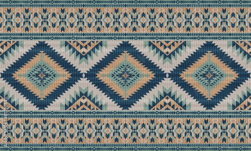 American tribal ethnic native pattern.Traditional Navajo,Aztec,Apache,Southwest and Mexican style fabric pattern.Abstract vector motifs pattern.For fabric,clothing,blanket,carpet,woven,wrap,decoration