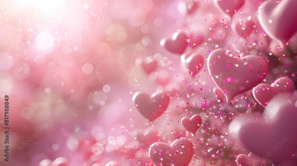 Enchanting display of floating hearts in a dreamy pink mist, symbolizing love, affection, and romantic celebration Enchanting display of floating hearts in a dreamy pink mist, symbolizing love, affection, and romantic celebration