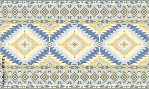 American tribal ethnic native pattern.Traditional Navajo,Aztec,Apache,Southwest and Mexican style fabric pattern.Abstract vector motifs pattern.For fabric,clothing,blanket,carpet,woven,wrap,decoration
