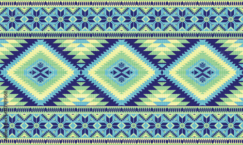 American tribal ethnic native pattern.Traditional Navajo,Aztec,Apache,Southwest and Mexican style fabric pattern.Abstract vector motifs pattern.For fabric,clothing,blanket,carpet,woven,wrap,decoration