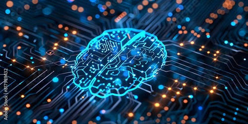 Artificial intelligence circuit board pattern, symbolizing technology and innovation, perfect for futuristic gadgets or educational tech products