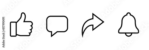 Like, comment, share and subscribe icons