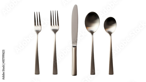 Modern Stainless Steel Utensils Collection on Transparnt background