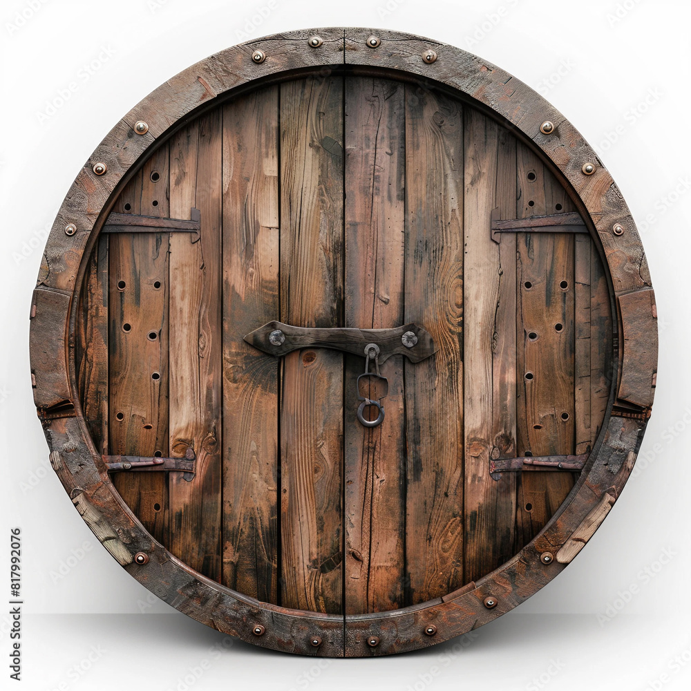 Fototapeta premium Old antique wooden door isolated on white background